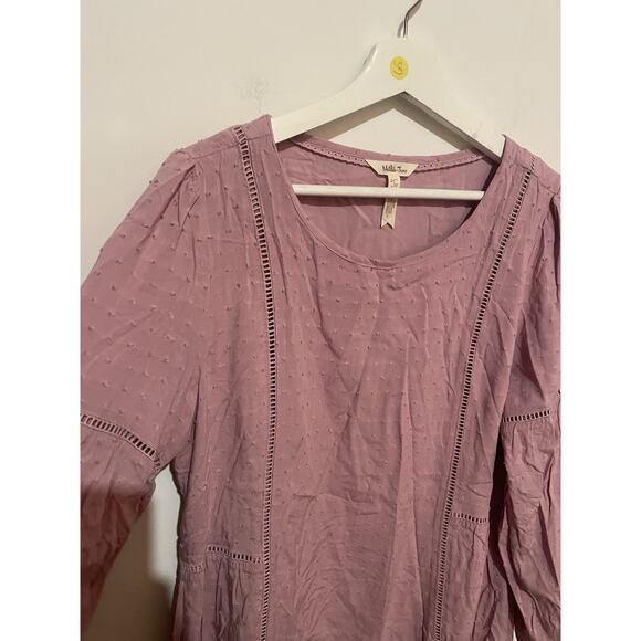 Matilda Jane Turn on the Charm Swiss dot Womens long sleeve lavender dress Large - Picture 3 of 6